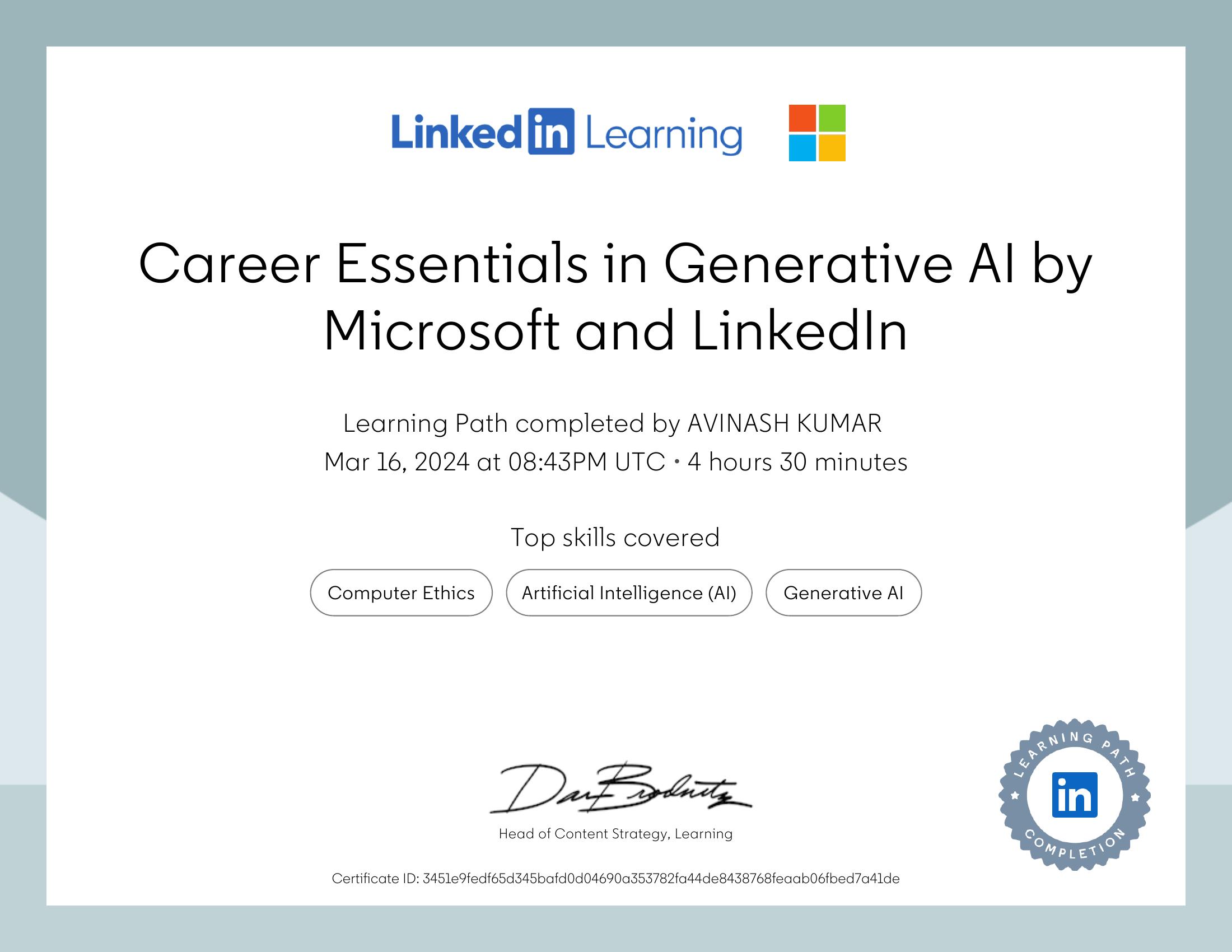 Career Essentials in Generative AI by Microsoft and LinkedIn
